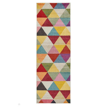 Carnaval CAR110 Modern Geometric Triangles Durable Easy-Care Polypropylene Low Profile Short Pile Multicolour Runner-Concept Looms-Rug Love - The Most Loved Rug Store